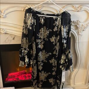 Prelude Floral Black and Silver Dress